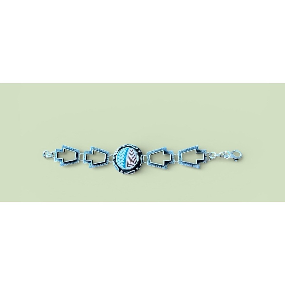 Mata Ortiz Shard Bracelet‎ Sterling Silver Agustin Torres Jewelry Ruins Pyramid